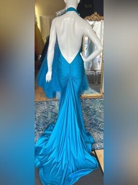Jade Halter Backless Jersey Mermaid Gown